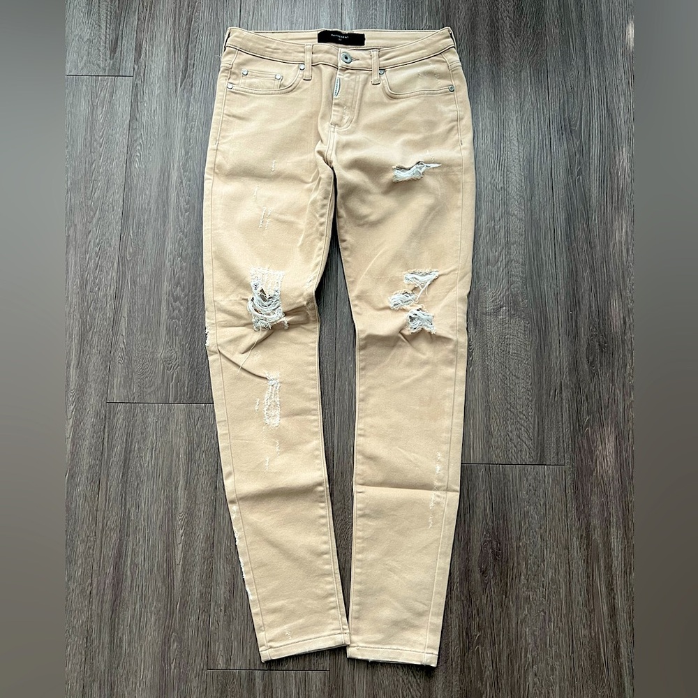 Represent Men's Tan Distressed Jeans